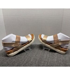 A New Day Gold Metallic Elastic Slingback Platform Wedge Sandals Womens 7